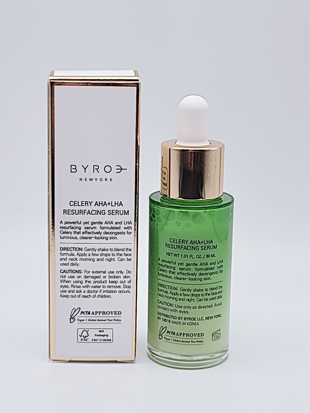 Byroe Celery AHA + LHA Resurfacing Serum 1fl.oz. Full Size