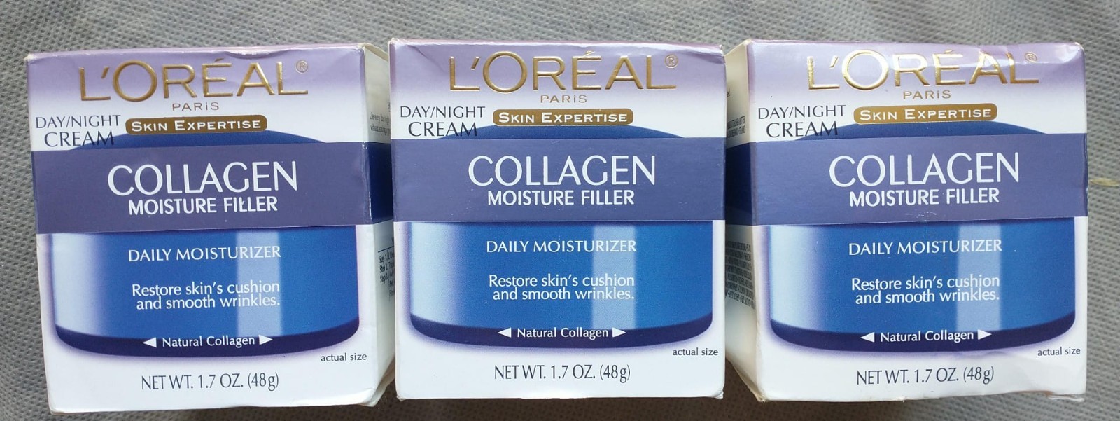Pack 3 L’Oreal Paris Collagen Moisture Filler Daily Moisturizer Day Night Cream