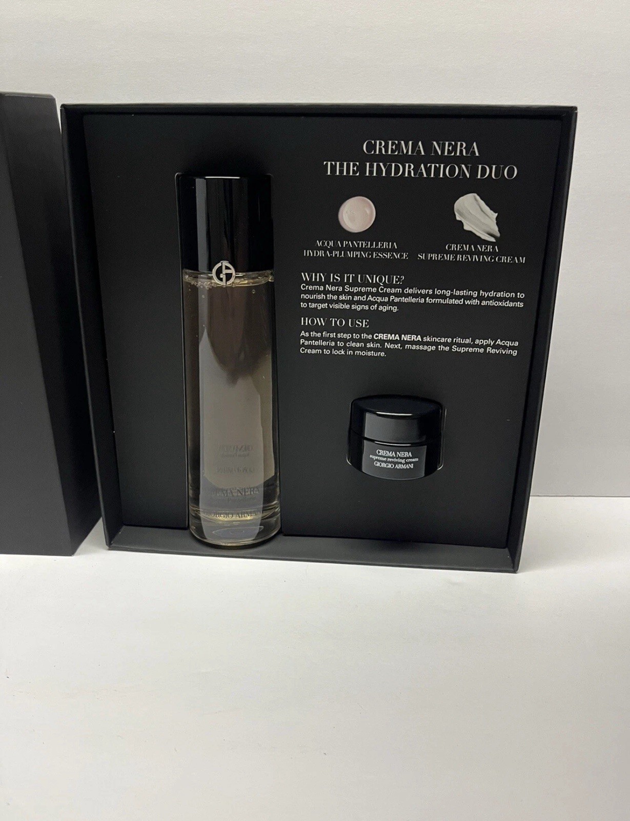 Giorgio Armani Set 5 Oz Crema Nera Acqua Pantelleria + Supreme Cream 0.5 G147