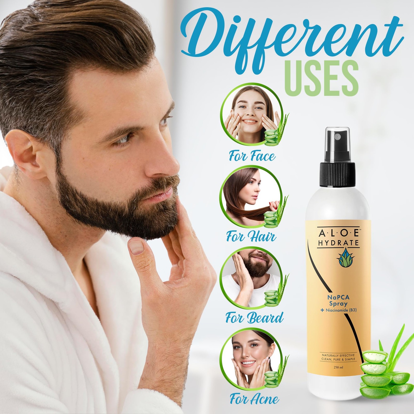 NaPCA Moisturizer Mist & Body Spray. Sodium PCA & Aloe vera Mist Hydrating Sp…