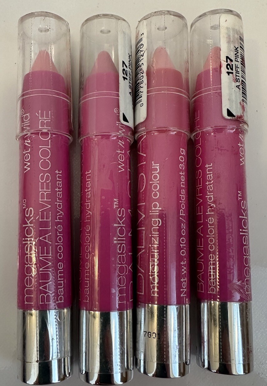 4 X Wet n Wild Megaslicks Balm Stain, Moisturizing Lip Color,127 A Stiff Pink