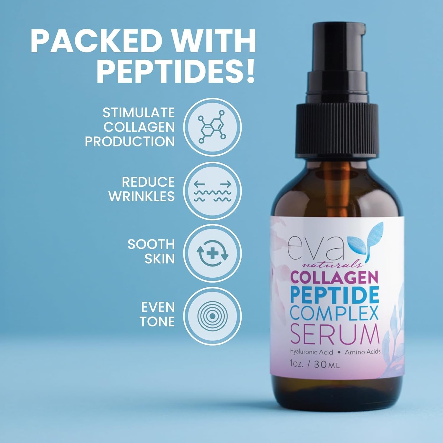 Collagen Peptide Face Serum – Elasticity & Brightening for All Skin Types – 1 oz