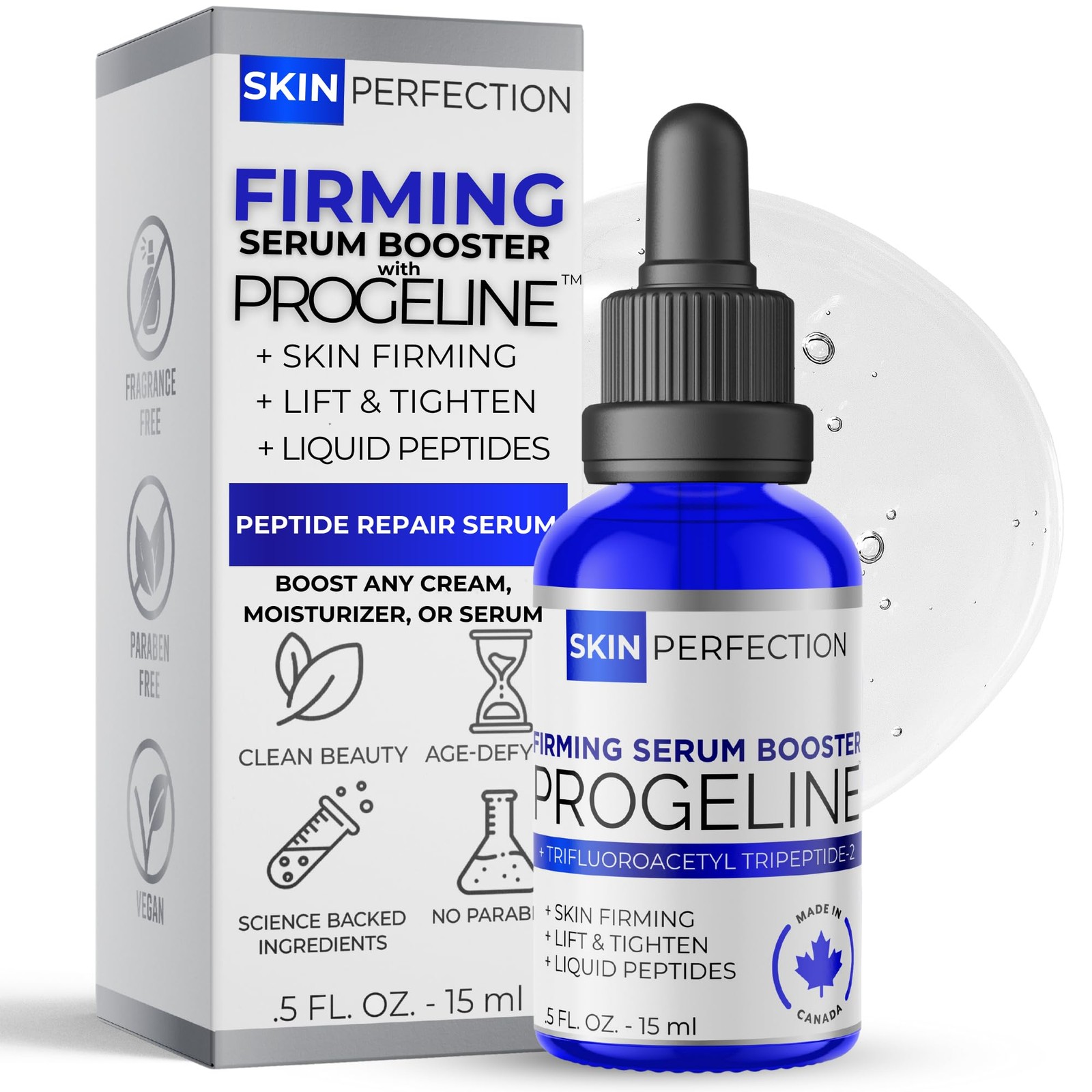 Skin Perfection Firming Serum Booster with Progeline Peptide Repair Serum Nec…