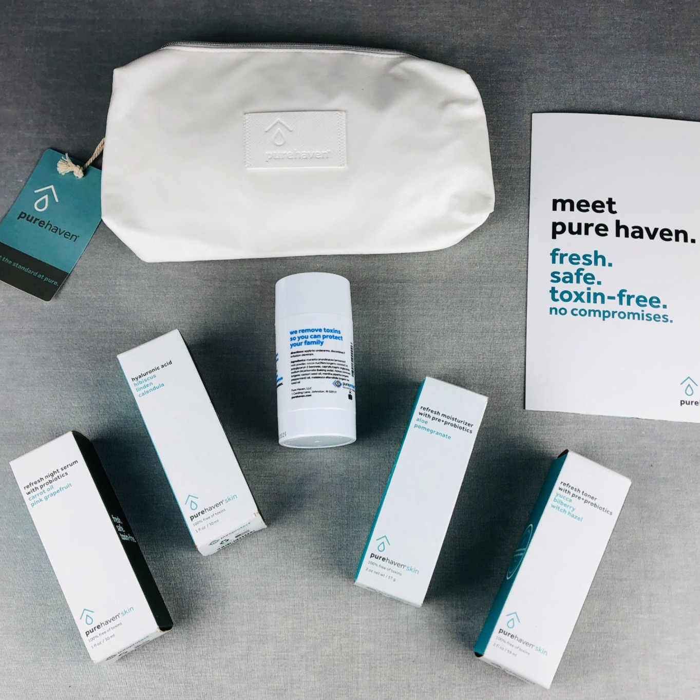 Pure Haven Non-Toxic Skin Care Kit Moisturizer Toner Hyaluronic Night Deodorant