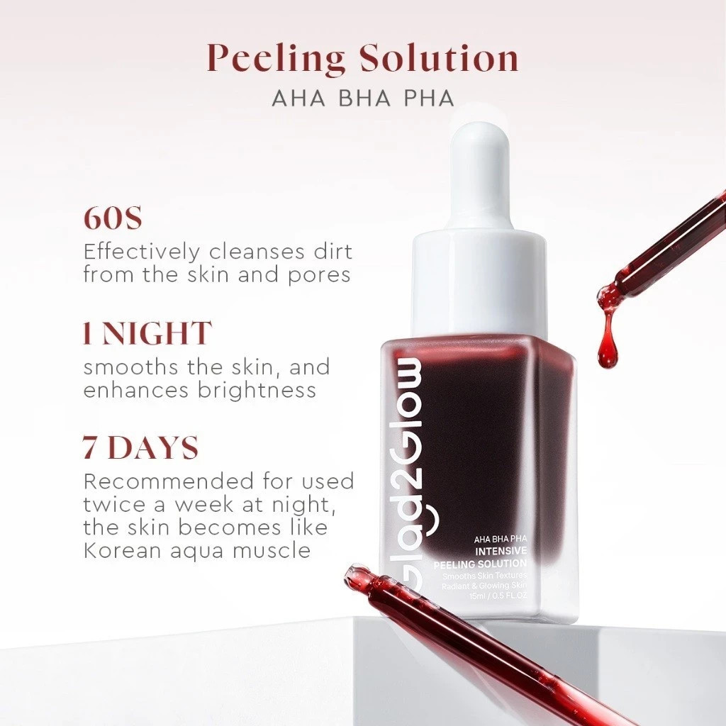 Glad2glow 2IN1 Aha Bha Pha Intensive Peeling Solution Serum Essence Glowing Skin