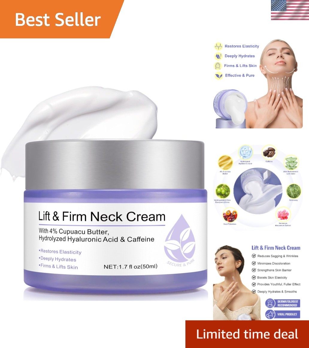 All-in-One Anti-Aging Neck Cream – Hyaluronic Acid & Vitamin Enriched, 1.7 fl oz