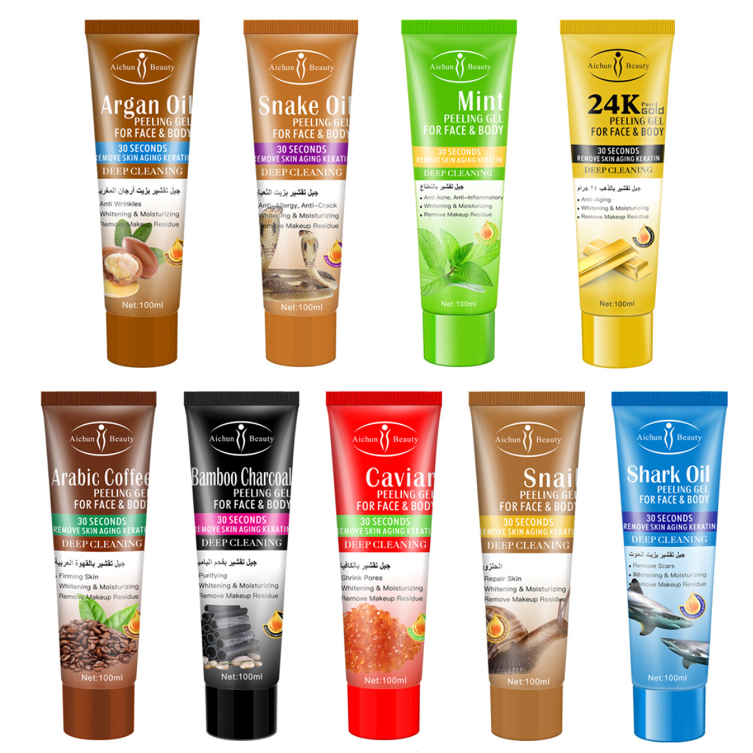 AICHUN BEAUTY Peeling Gel Face Body Removes Skin Aging Deep Cleaning 100ml