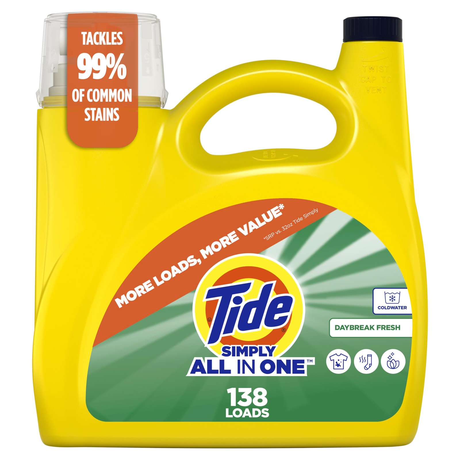 Tide Simply All-In-One Liquid Laundry Detergent, 182 Fl Oz (Pack of 1)