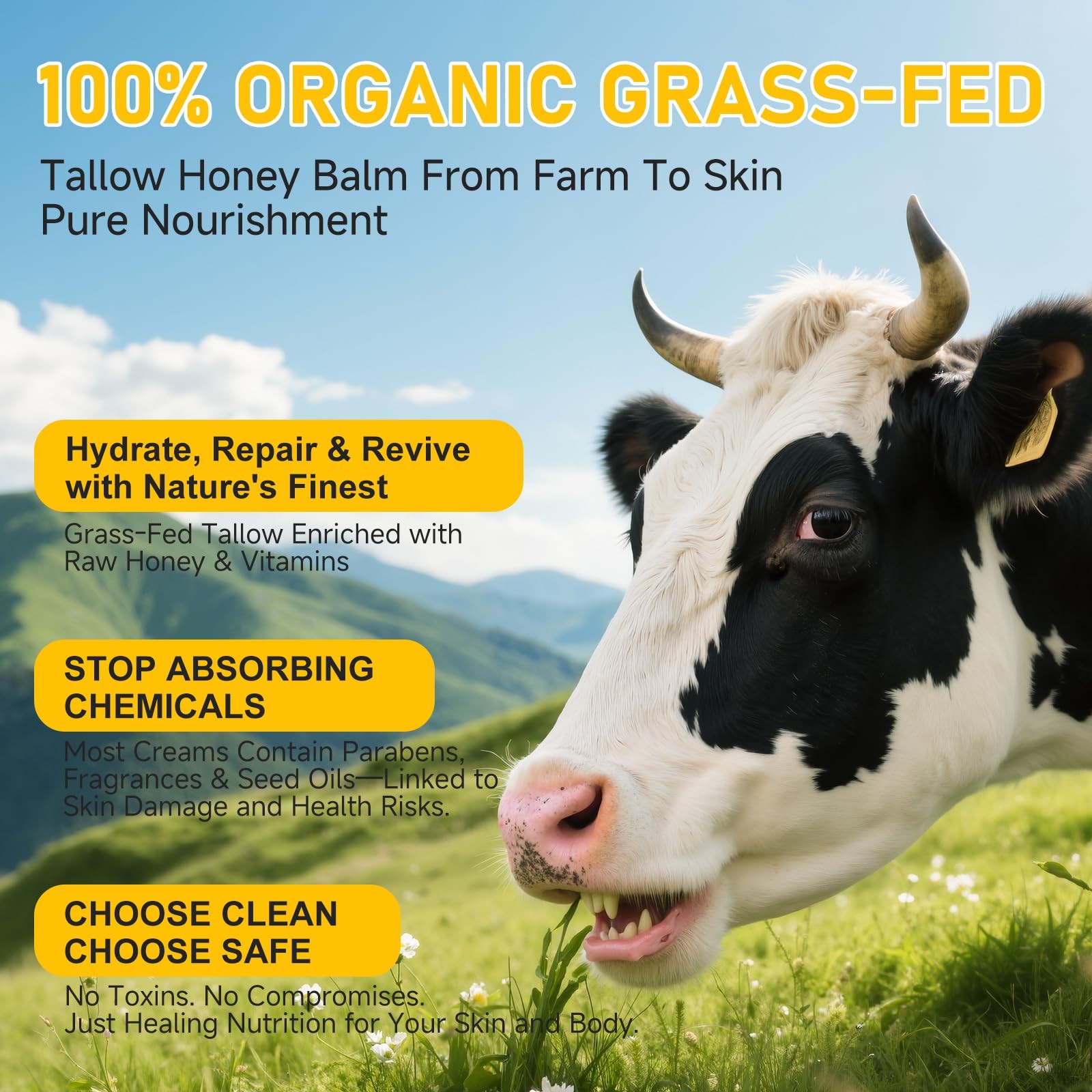 Organic Grass-Fed Beef Tallow for Skin,Body,Tallow Face Moisturizer for Eczem…