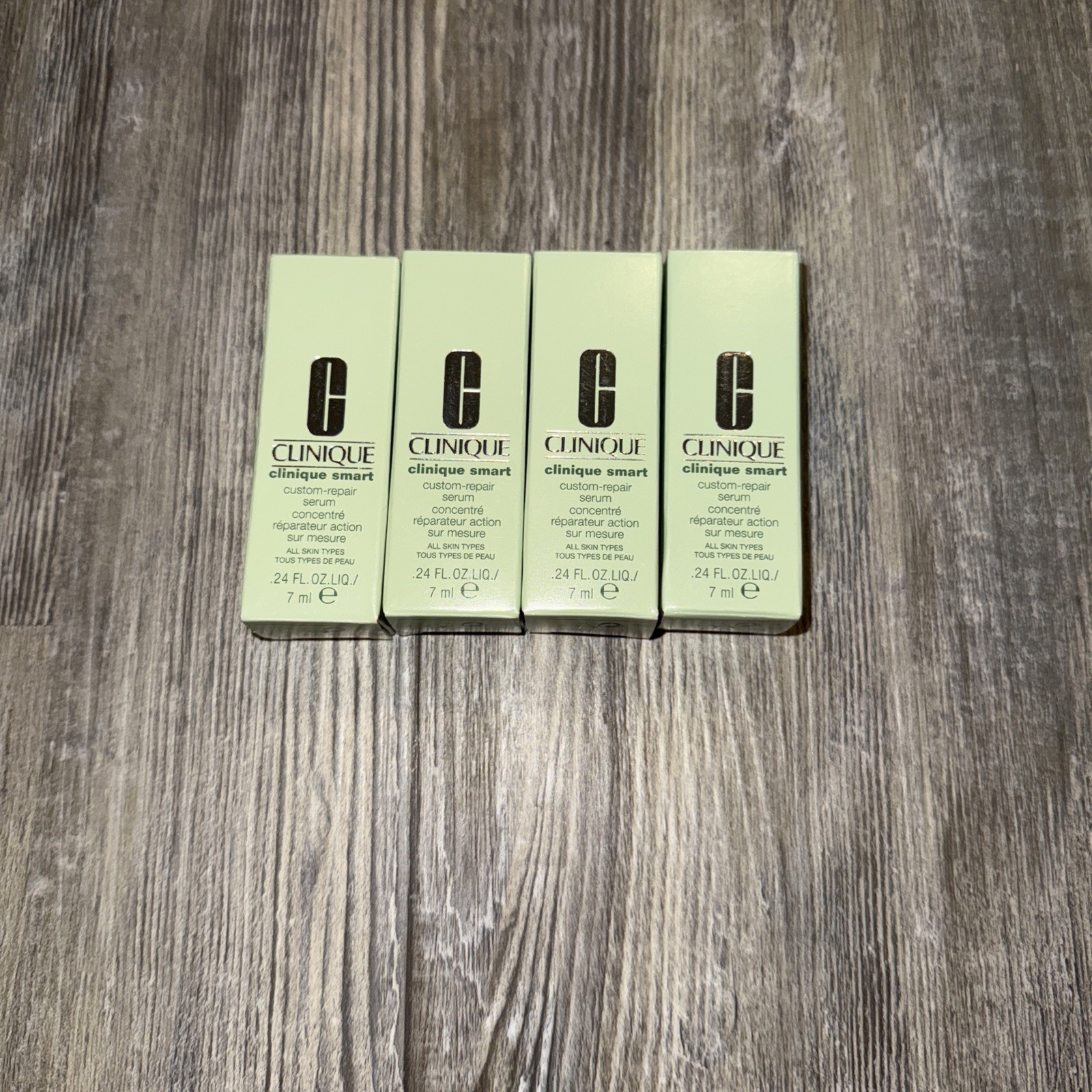 4 pc lot Clinique Smart Custom Repair Serum ALL SKIN TYPES .24 oz Each Travel