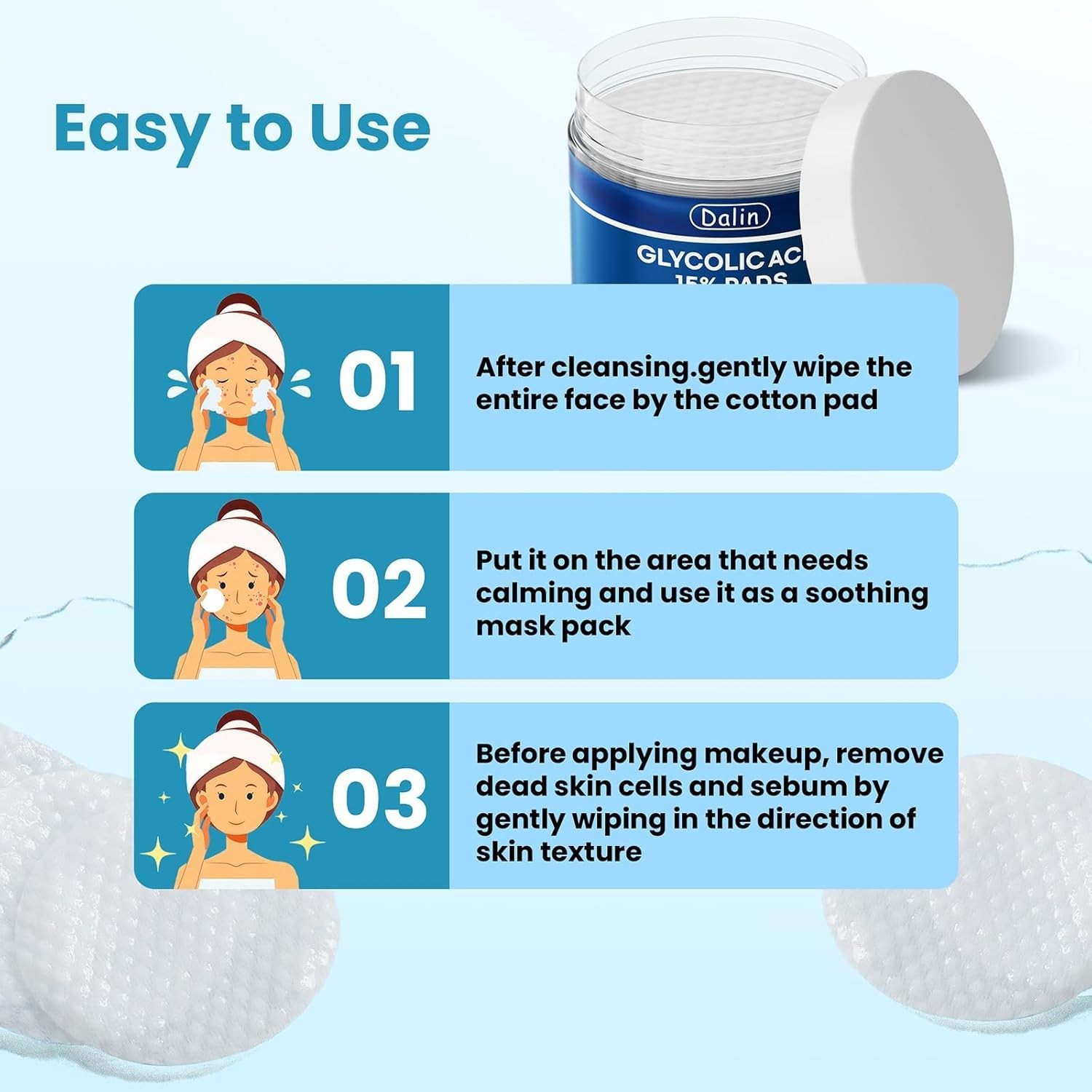Glycolic Acid Resurfacing Pads, 15% Ultra Pure Glycolic Acid & 2% Salicylic Acid