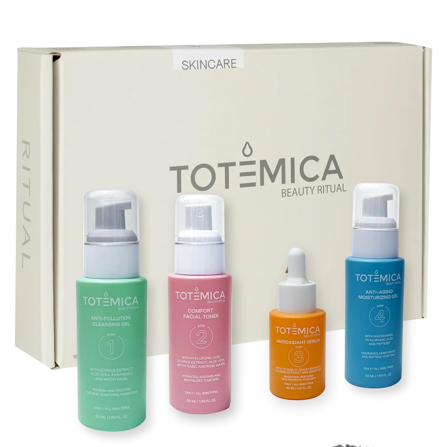 TOTEMICA Skin Care Set, 4-Step Ritual Skin Care Kit – Cleanser, Toner, Serum …