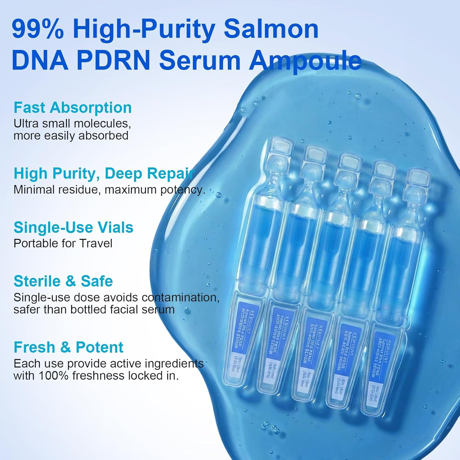 Salmon DNA PDRN Anti-Aging Facial Serum, 10,000Ppm Salmon Egg DNA Ampoule, 3000P