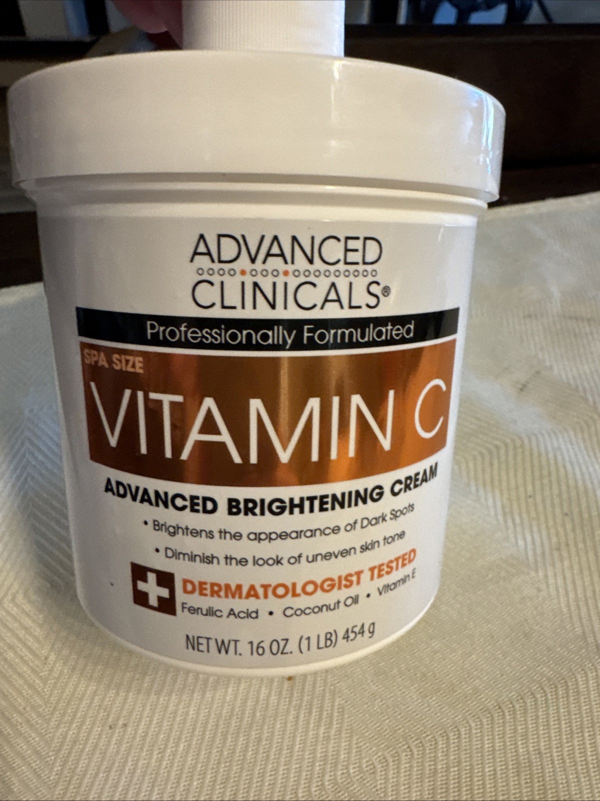 New! Advanced Clinicals Vitamin C Advanced Brightening Cream, Spa Size – 16 oz