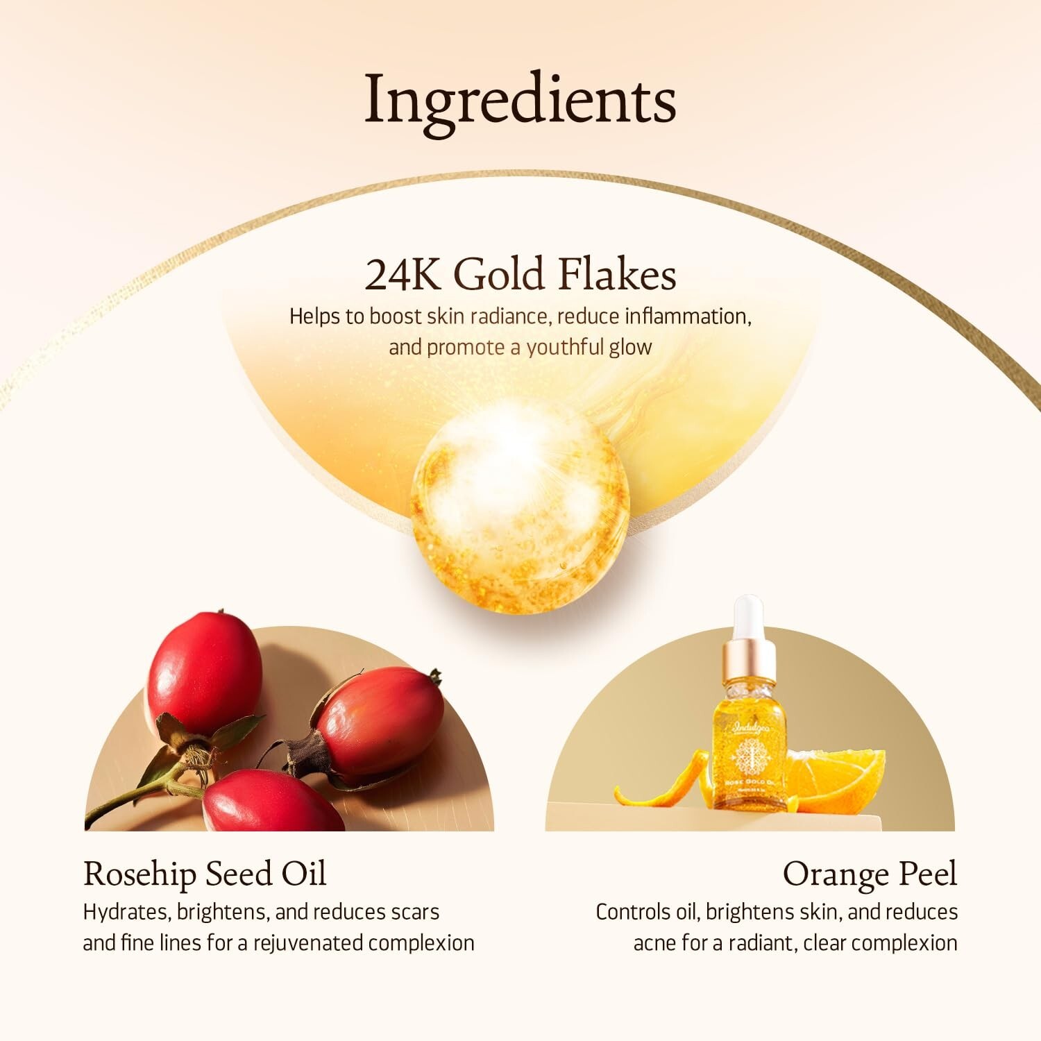 Indulgeo Essentials 24K Rose Gold Beauty Oil for Uneven Skin Tone, Dullness:30ml