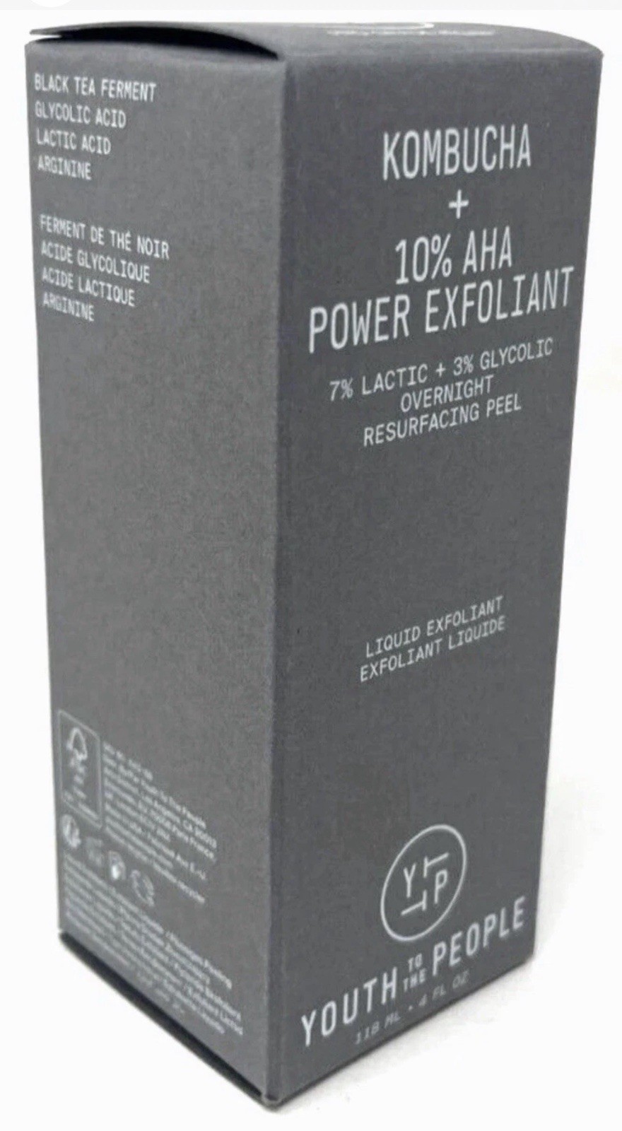 Youth To The People Kombucha + 10% AHA Power Exfoliant – 4 Fl. Oz. – New In Box