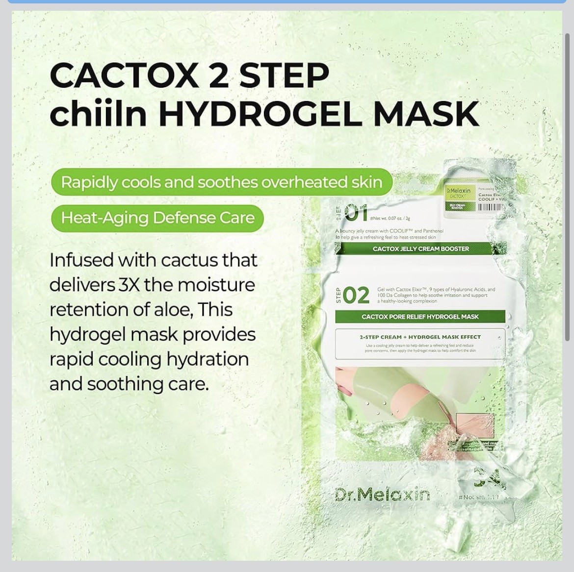 CACTOX DE-PUFFING Pore Relief GEL MASK 4EA with Cactus Cooling Reduce Puffiness