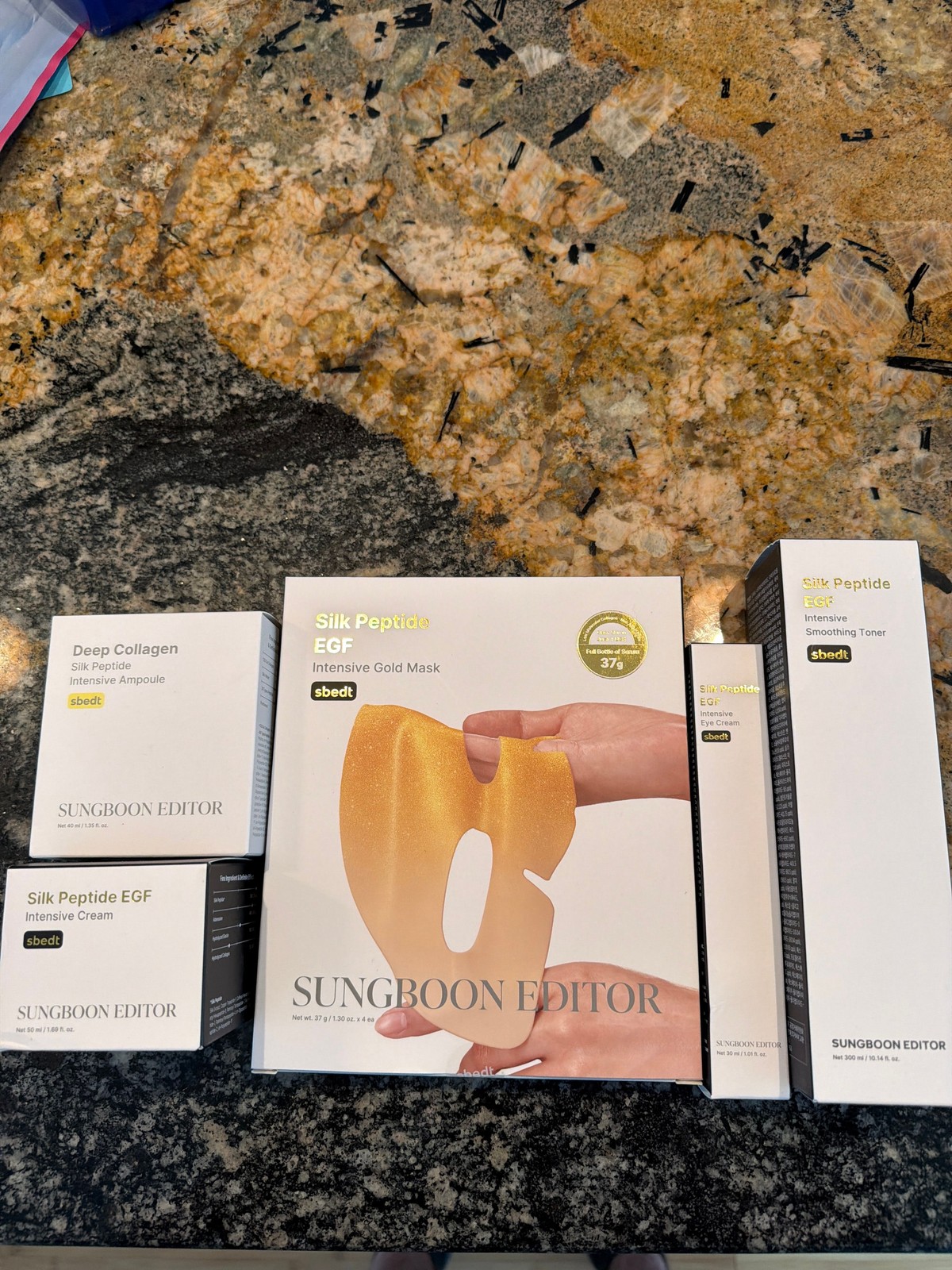 SUNG BOON EDITOR Silk Peptide EGF Deep Collagen 5PC Skincare Set Mask Toner Crea