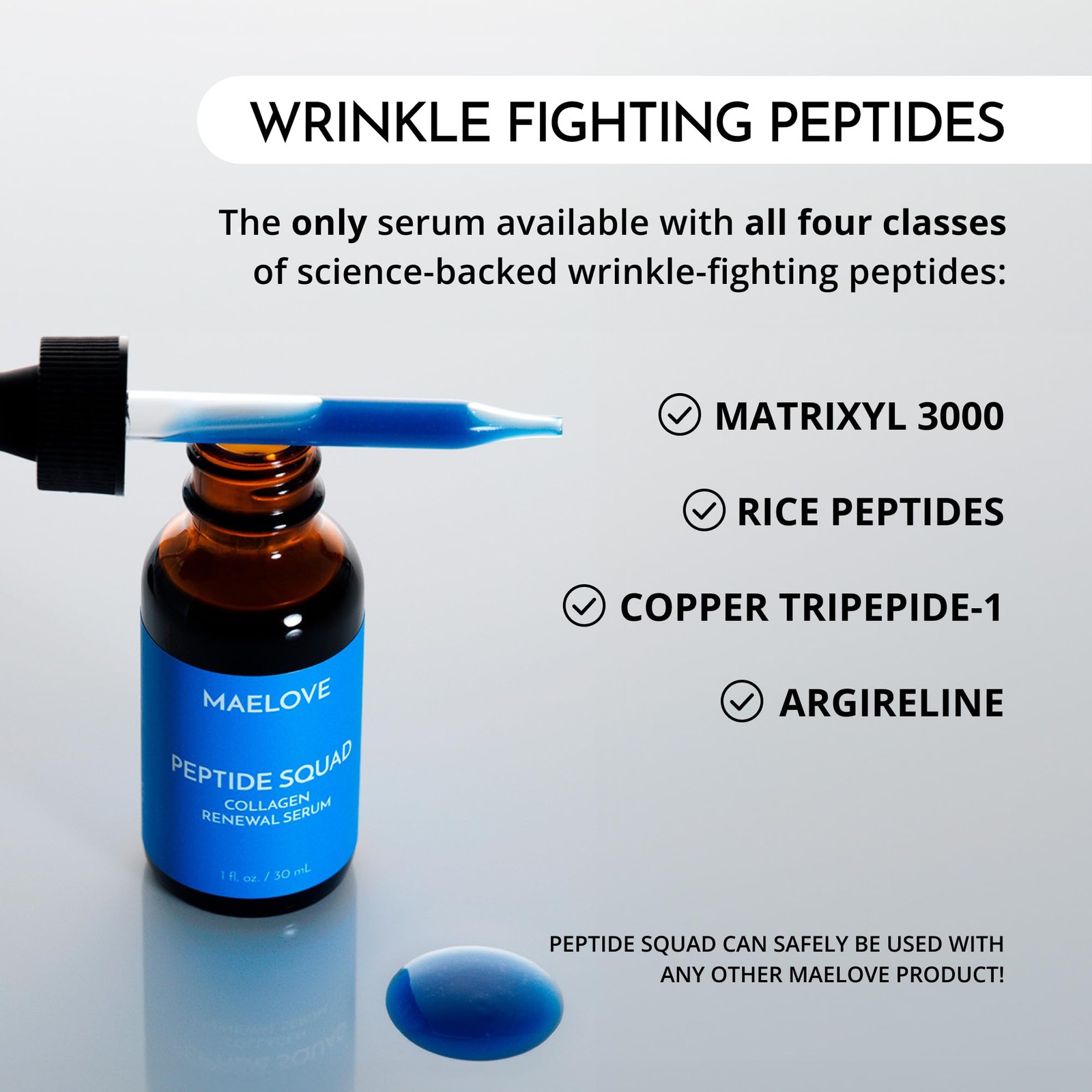 MAELOVE Peptide Squad Collagen Renewal Serum with Copper Peptides, Argireline…