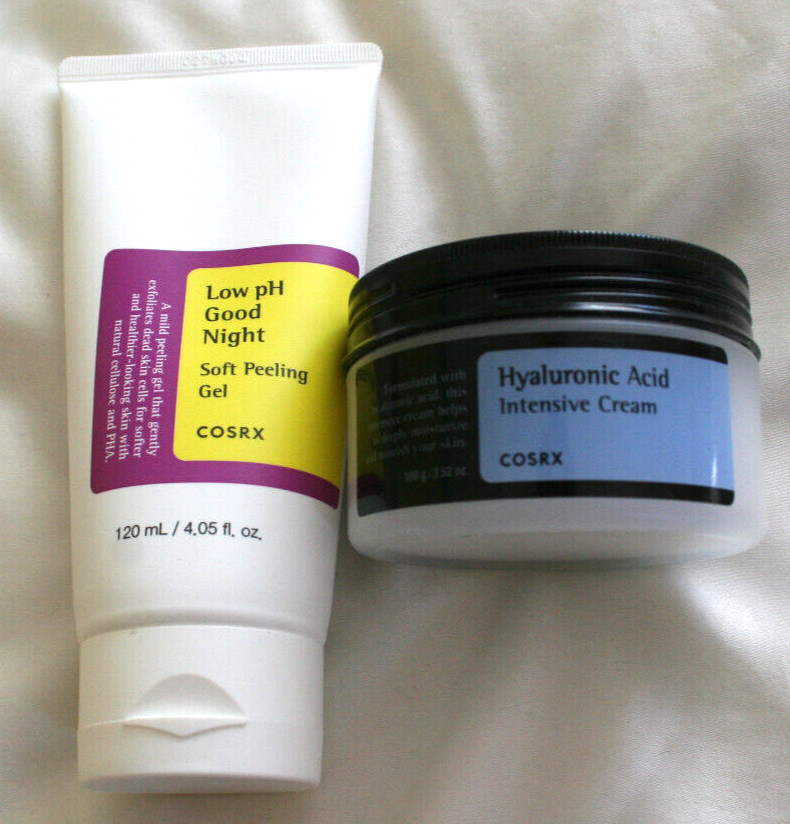 COSRX set of Hyaluronic acid cream 3.52 oz & Low PH Peeling gel 4 oz Exp 2026