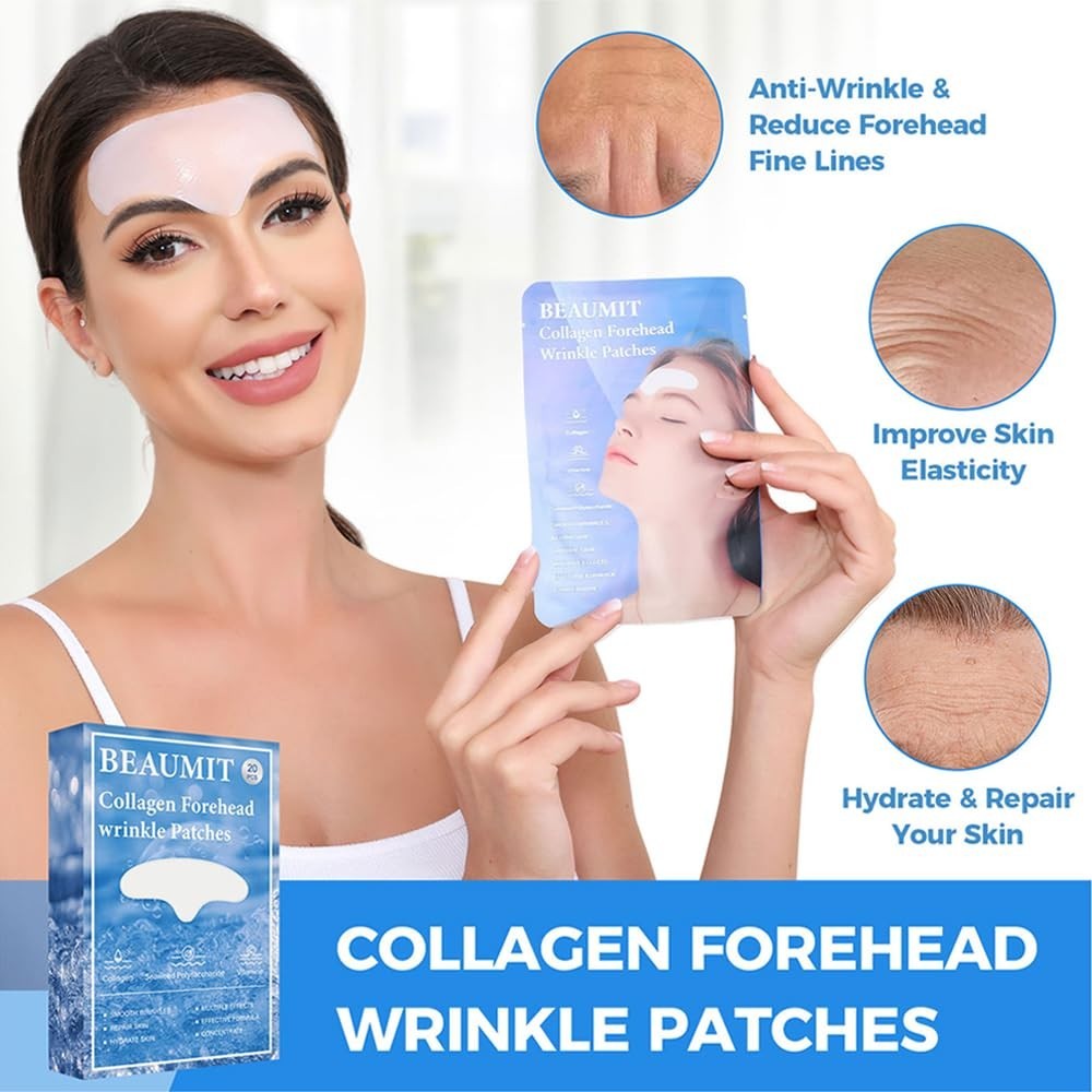 Forehead Wrinkle Patches Overnight 20 pcs with Collagen, Anti Wrinkle Patches…