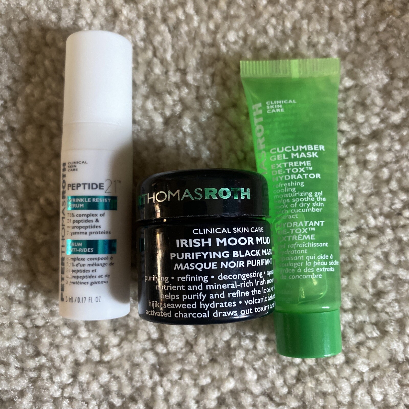 Peter Thomas Roth Travel Size Peptide Serum, Moor Mud Mask & Cucumber Gel Mask