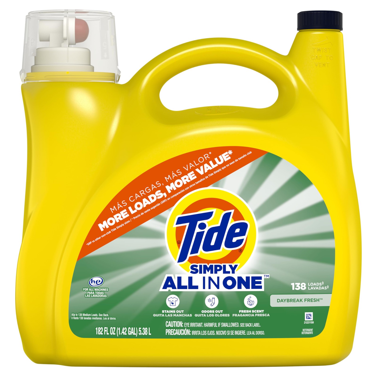 Tide Simply All-In-One Liquid Laundry Detergent, 182 Fl Oz (Pack of 1)