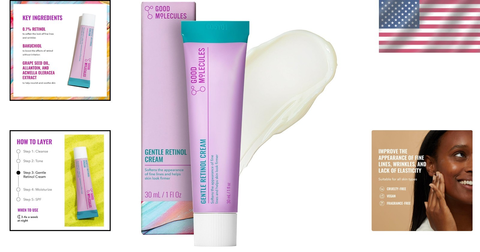 Cruelty-Free Retinol Night Cream – Minimize Wrinkles & Refresh Skin, 1 Fl Oz