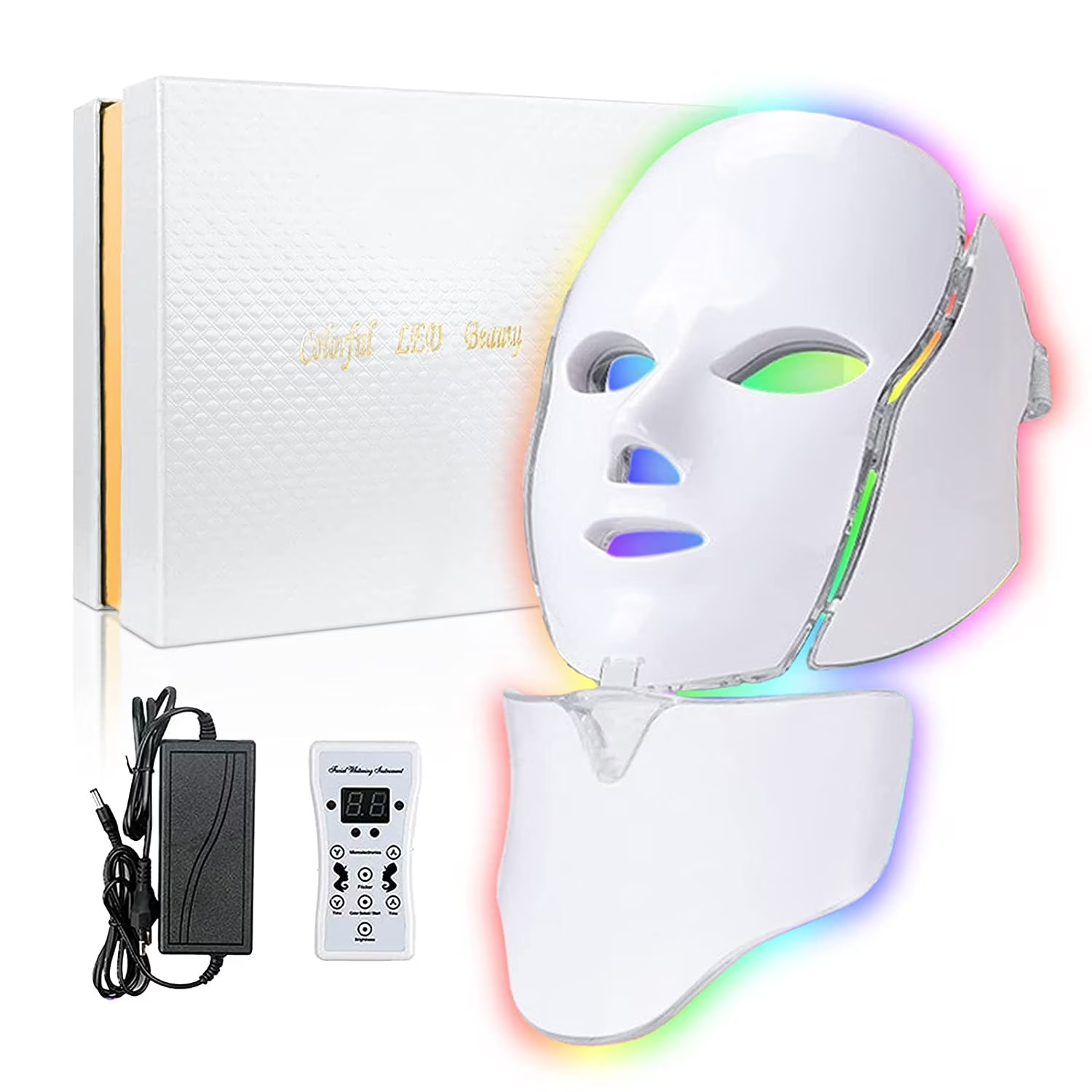 7 Color LED Light Therapy Rejuvenation Face and Neck Mask Facial Skin Care