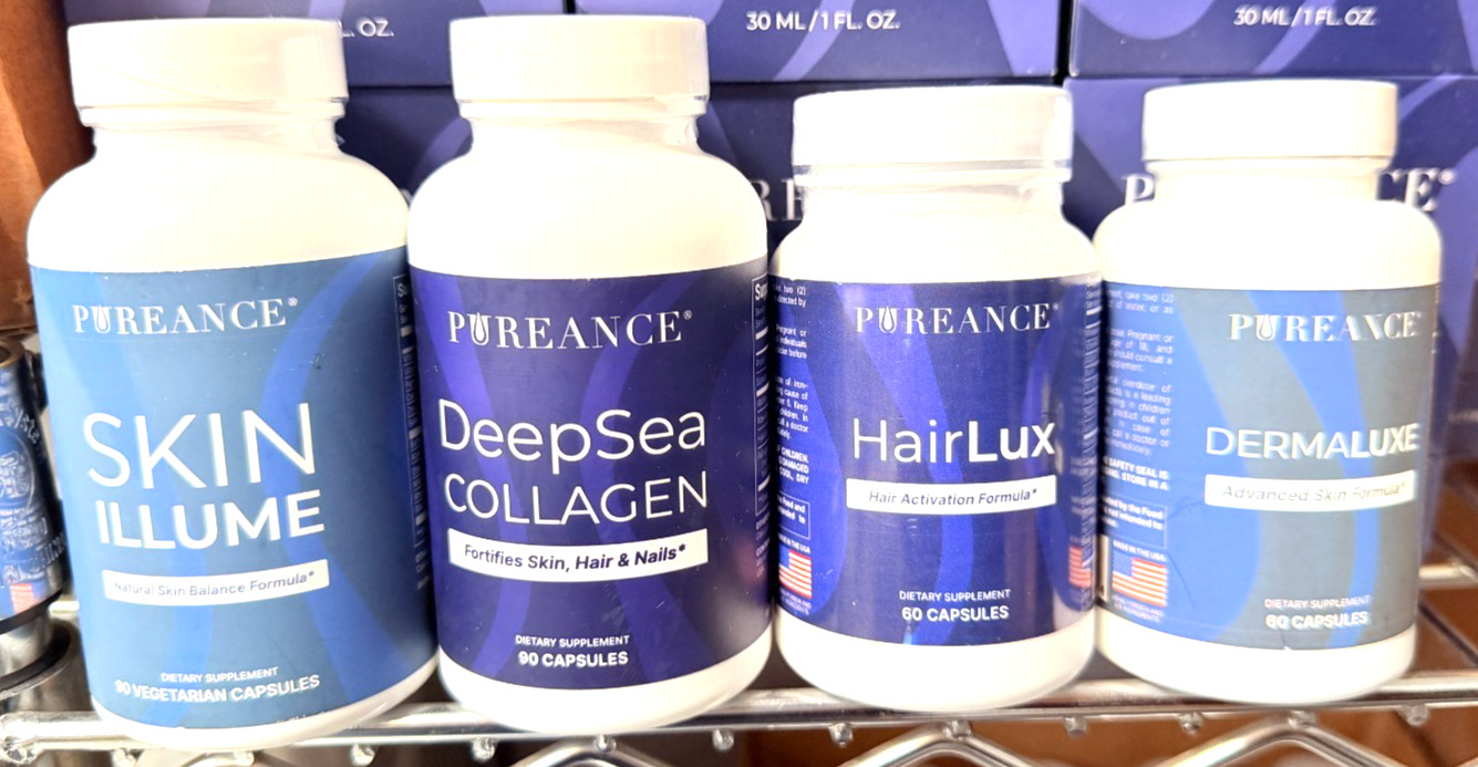 Pureance Hair Skin Nails Collagen Dietary Supplements, 4 Bottles NEW/SEALED
