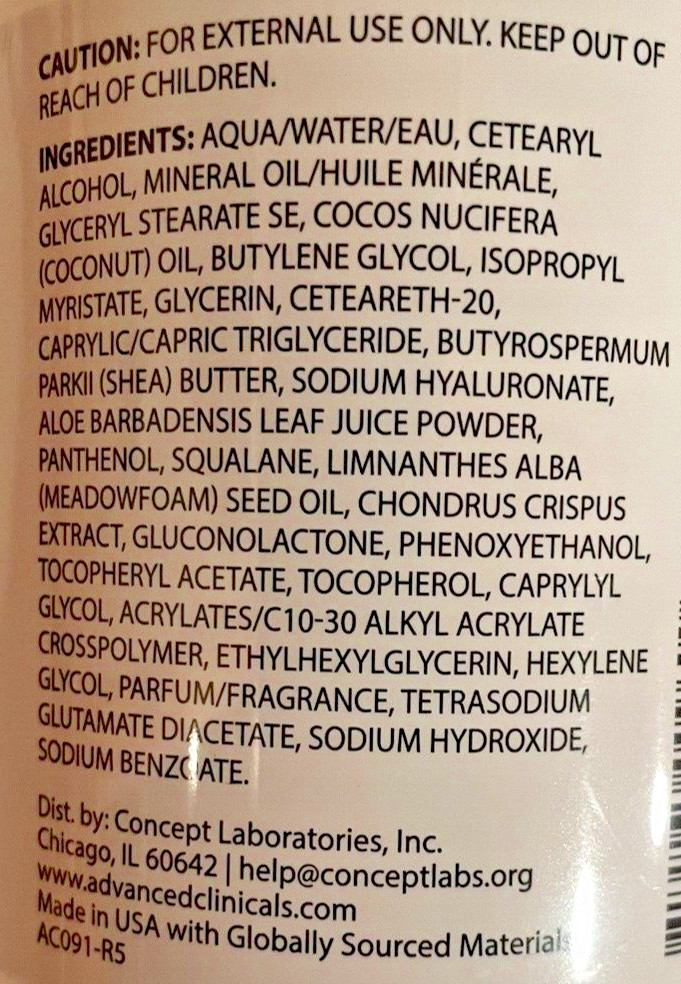 3 x 16 oz = 3 lbs Advanced Clinicals Spa Size Hyaluronic Acid Cream Super Fresh