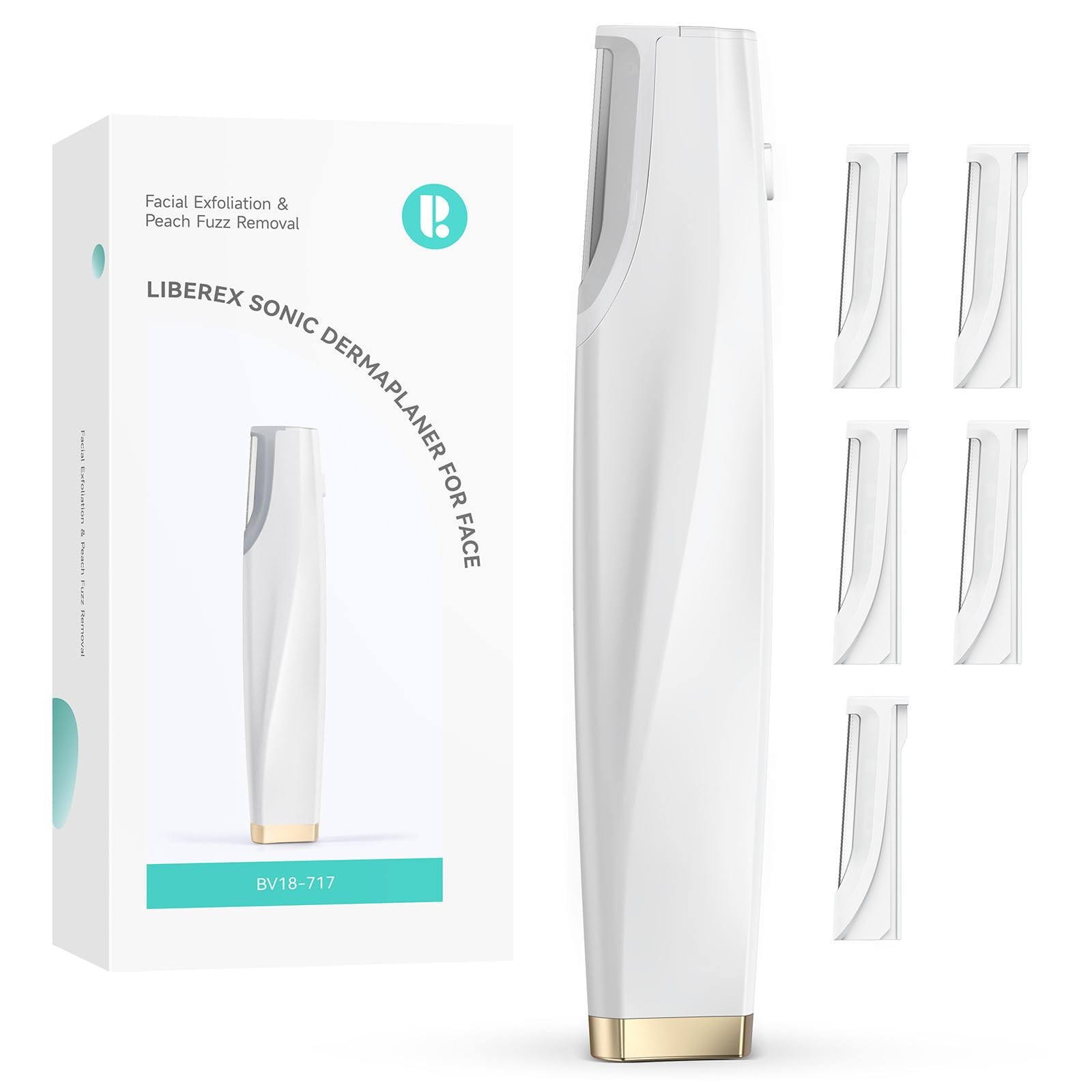 Sonic Dermaplaning Tool for Face – Rechargeable Dermaplane Razor with 6 Refill