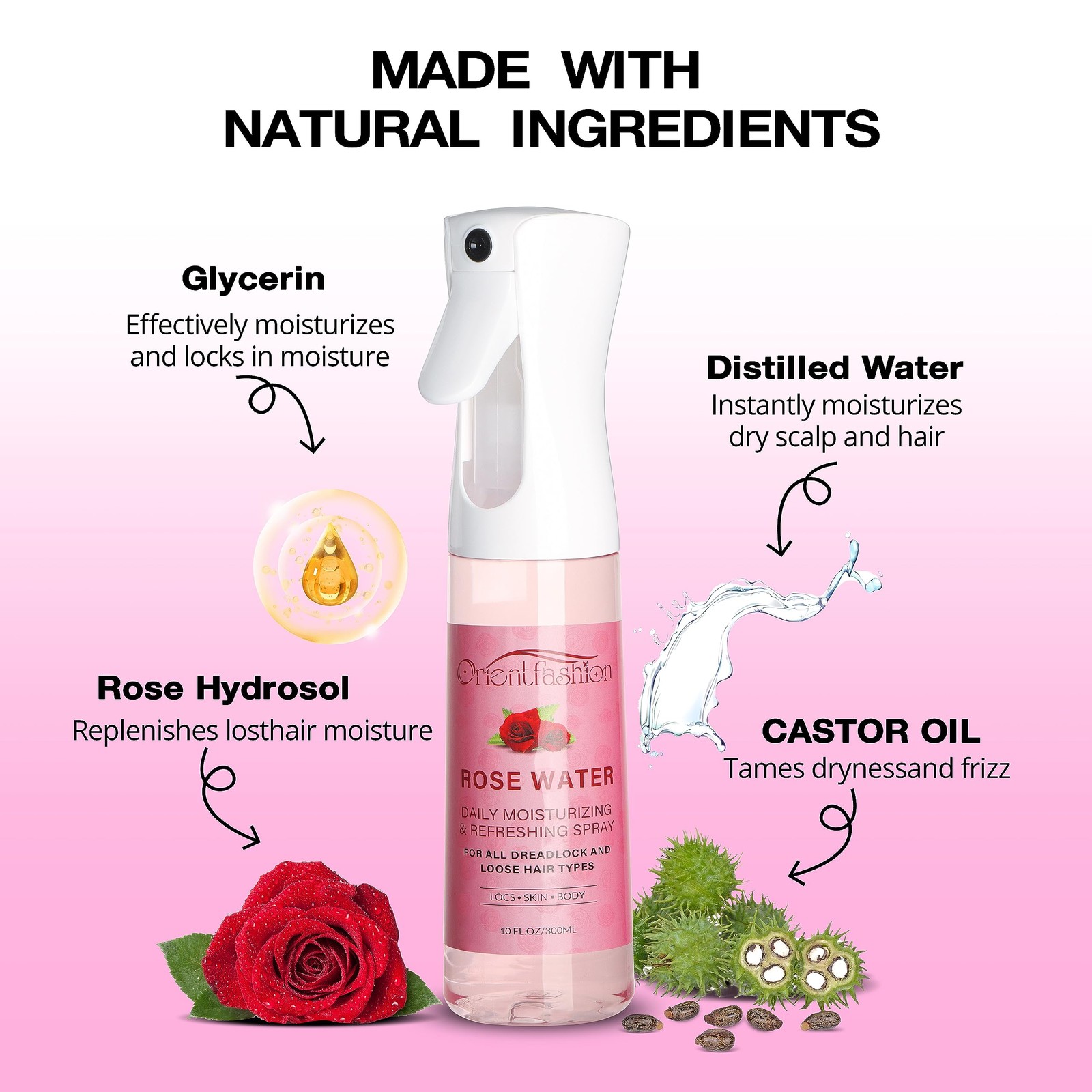 Orientfashion Moisturizing Refreshing Spray 10 Fl Oz (Pack of 1), Transparent