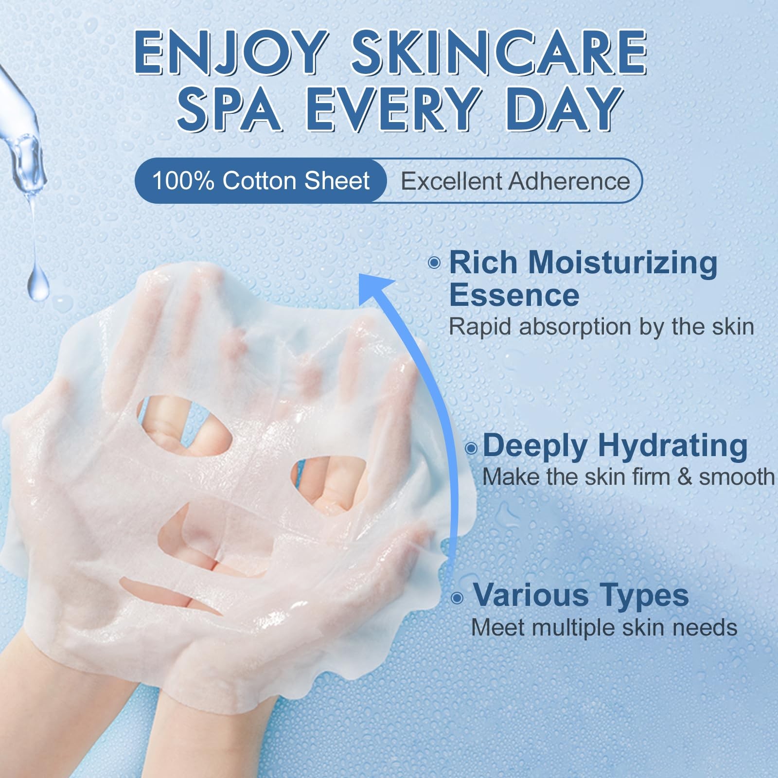 14 Pack Hydrating Sheet Masks for Dry Skin – Bulk Facial Masks for Spa Gifts