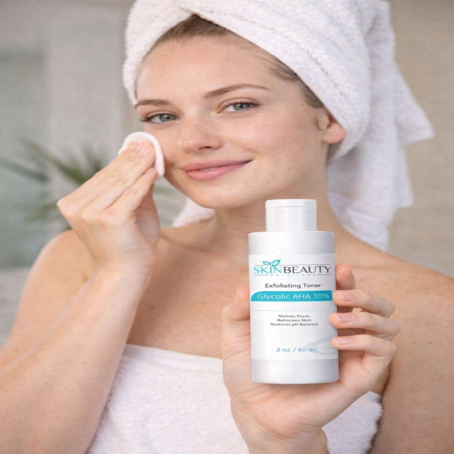 2 oz Exfoliating Glycolic Acid Skin Peel Toner for Large Pores, Acne, Wrinkles