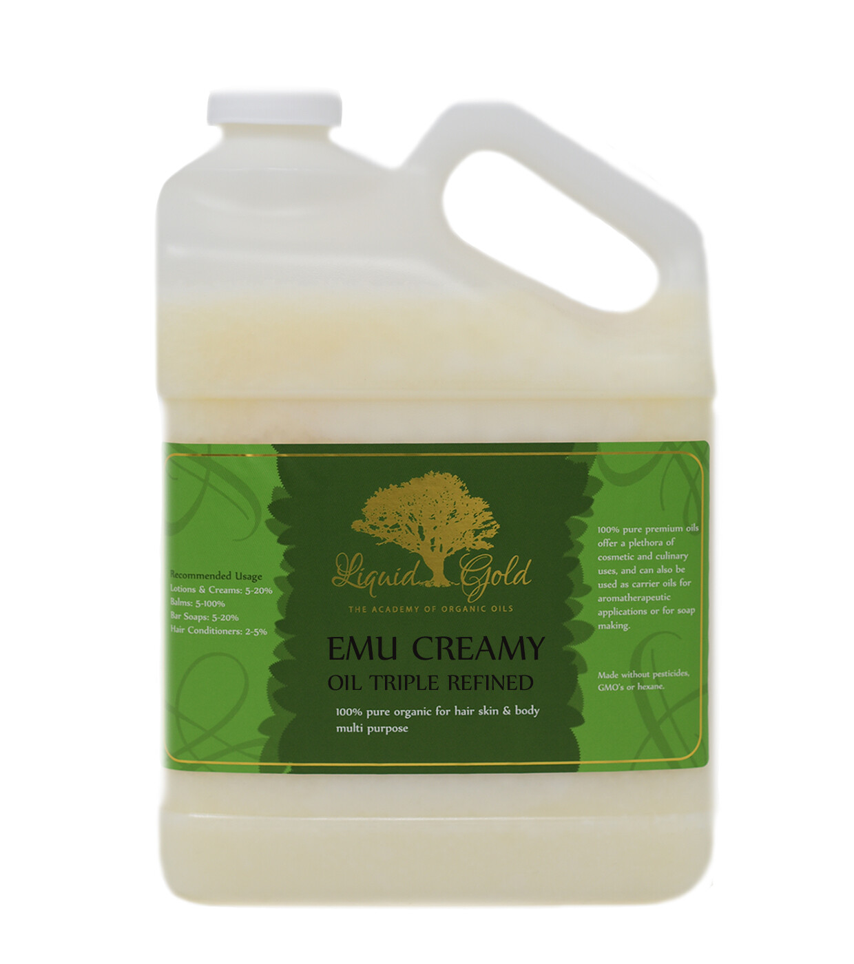 Gallon CREAMY EMU OIL BY LIQUID GOLD 100%PURE PREMIUM ORGANIC FRESH BEST QUALITY