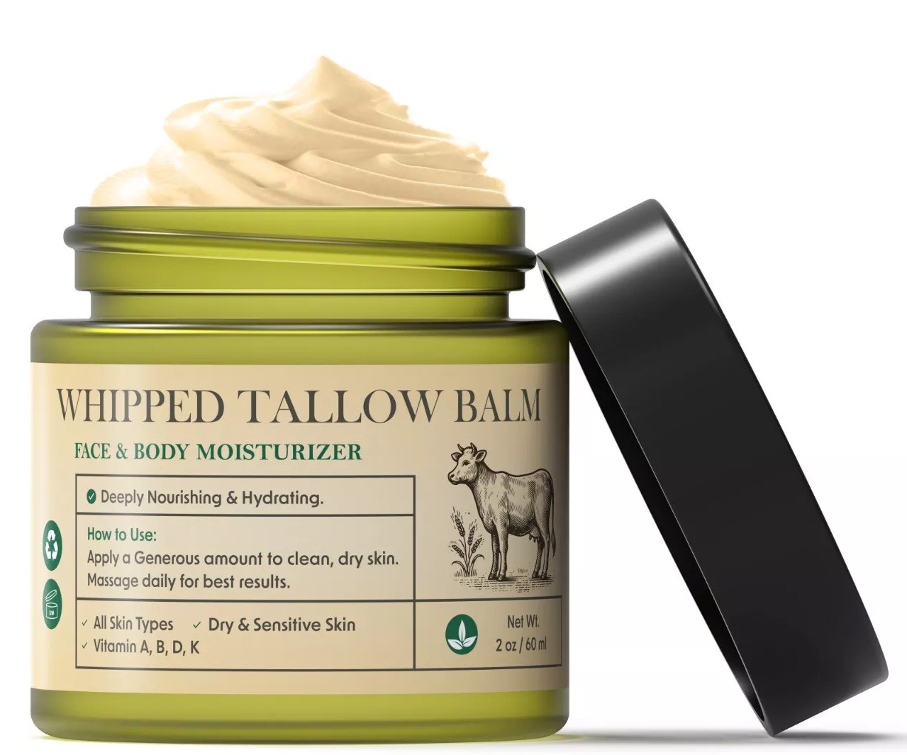 Whipped Beef Tallow Organic Nourishing Cream, Moisturizer, Lotion