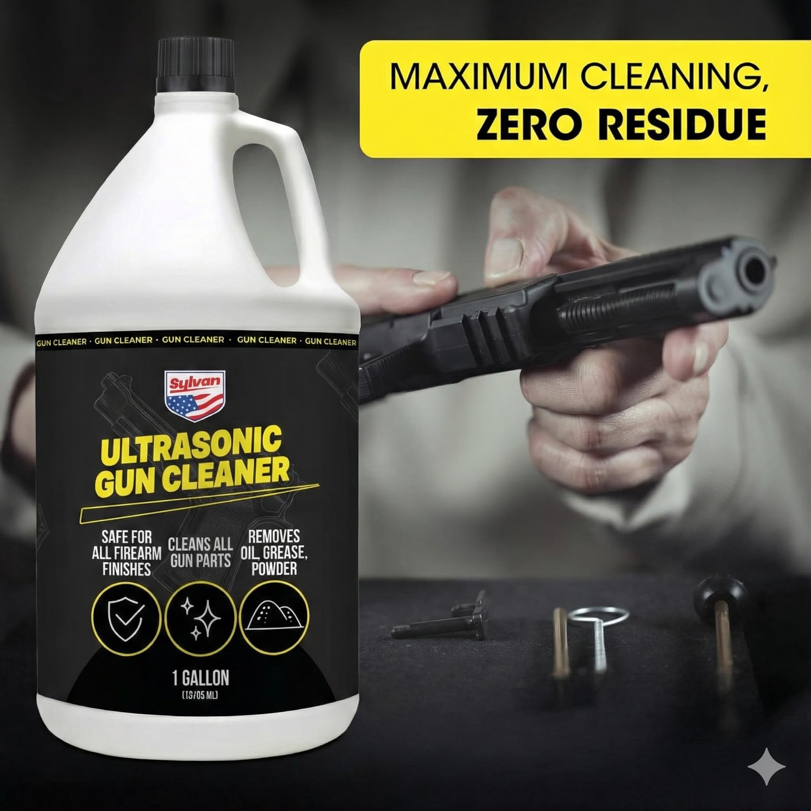Ultrasonic Gun Cleaner Solution Concentrate + Free Cleaning Cloth | 1 Gallon