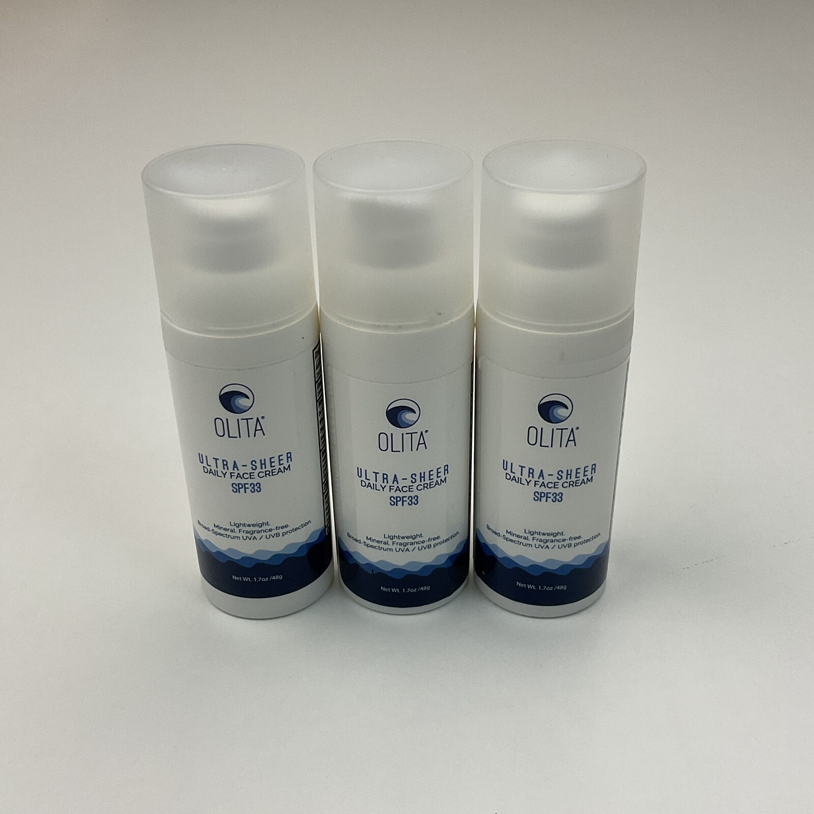 Olita Daily Face Cream Ultra Sheer SPF 33, Mineral, Fragrance Free – 3 PACK