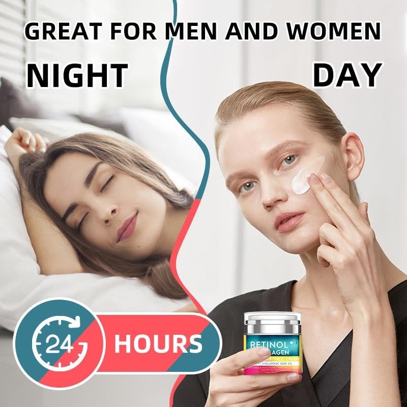 Retinol Moisturizer with Hyaluronic Acid Day Night Anti Aging Face Cream