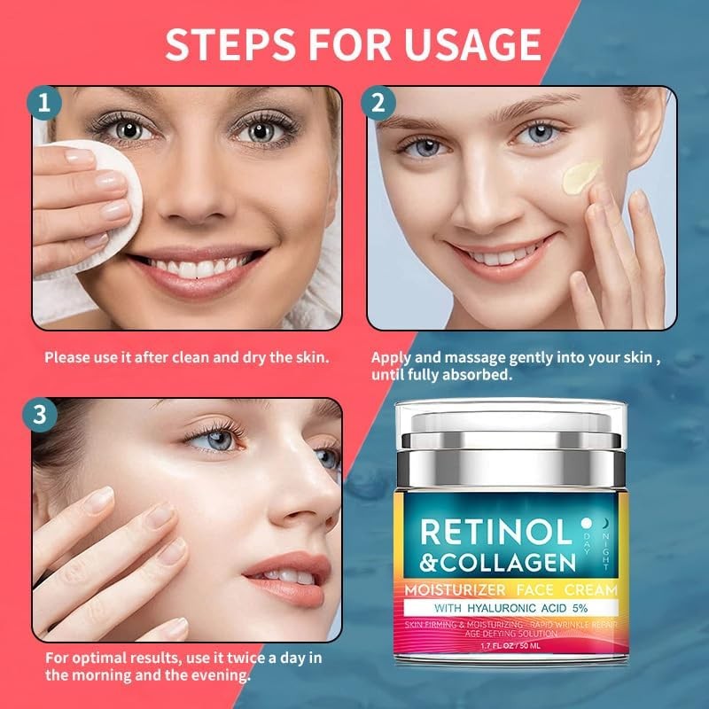 Retinol Moisturizer with Hyaluronic Acid Day Night Anti Aging Face Cream