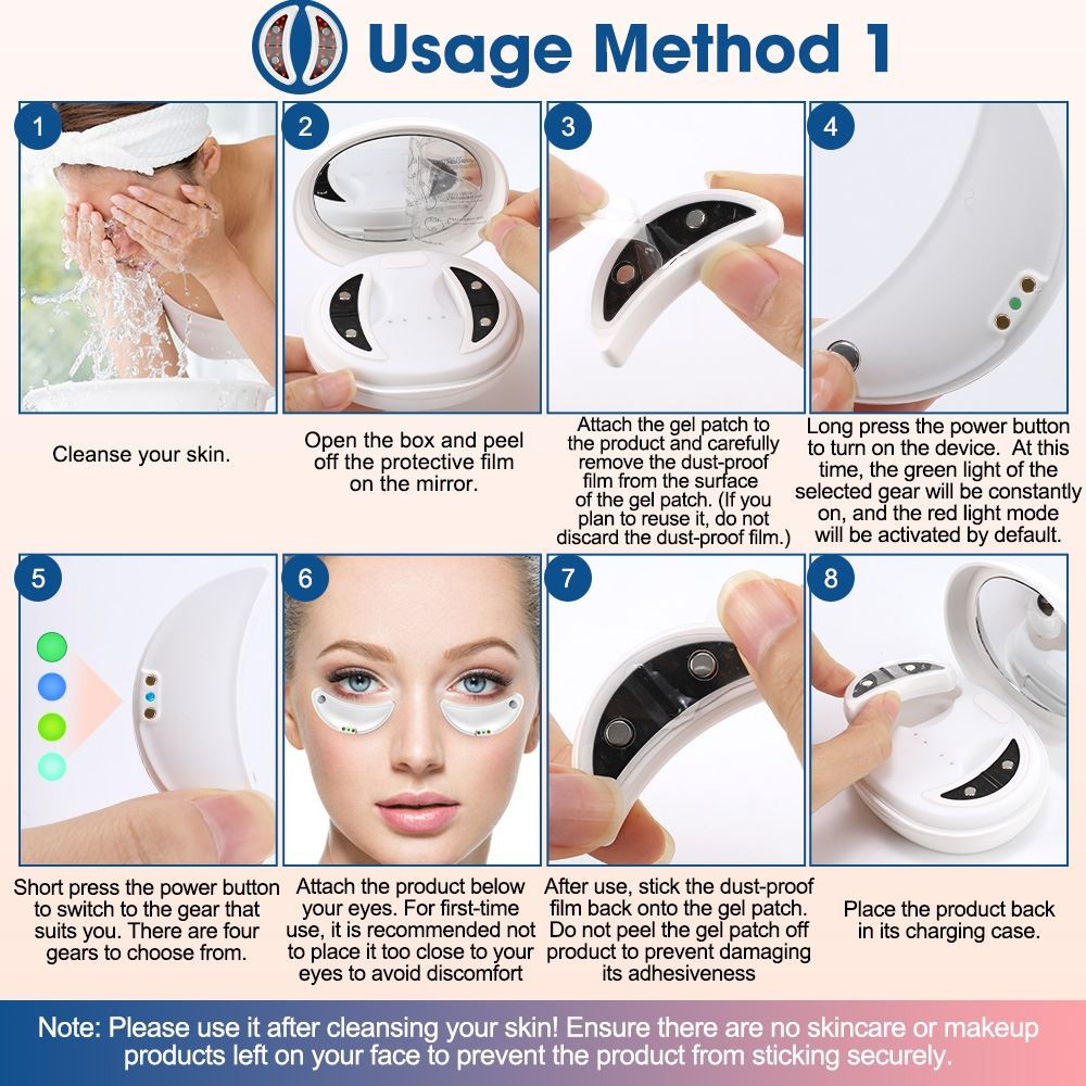 Red Light Therapy Eye Mask EMS Microcurrent,Portable Under-Eye Patches Massager