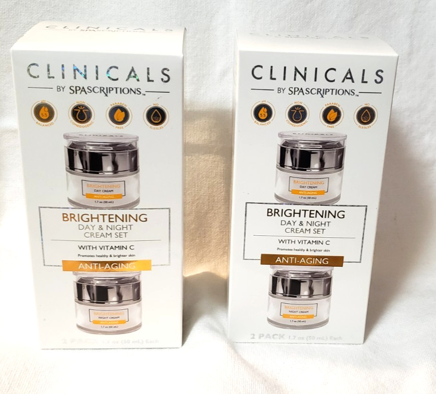 Clinicals by Spascriptions Brightening Day & Night Cream Set Vitamin C x2 New
