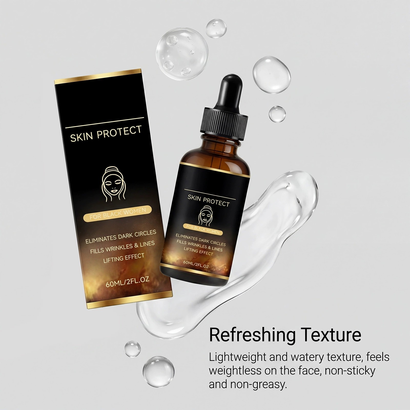 2PCS Skin Protect Serum Black Women Gentle Facial Skin Care Moisturizing Serum