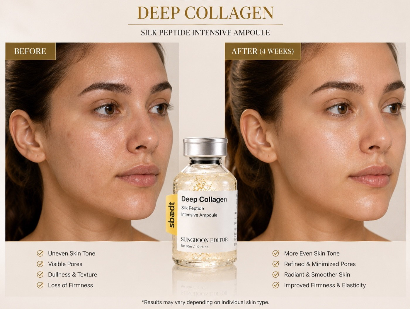 Deep Collagen Silk Peptide Intensive Ampoule Reduce Fine Lines Tighten Sung