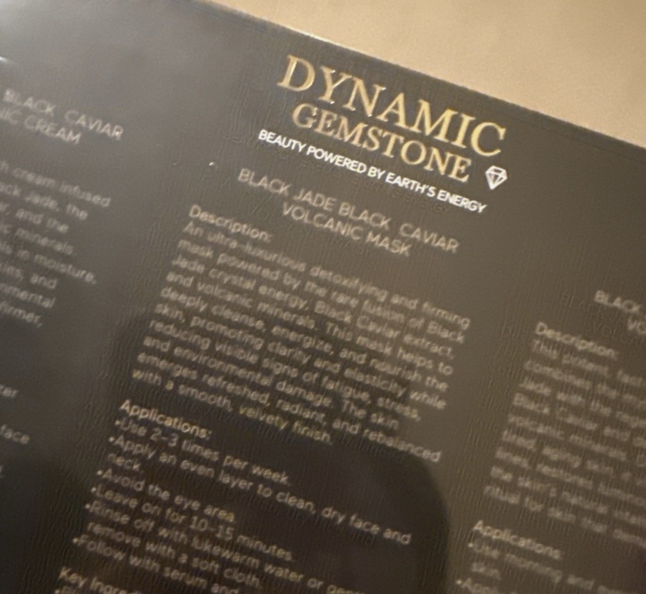Dynamic Gemstone Black Jade Black Caviar Volcanic Mask Cream Serum Set