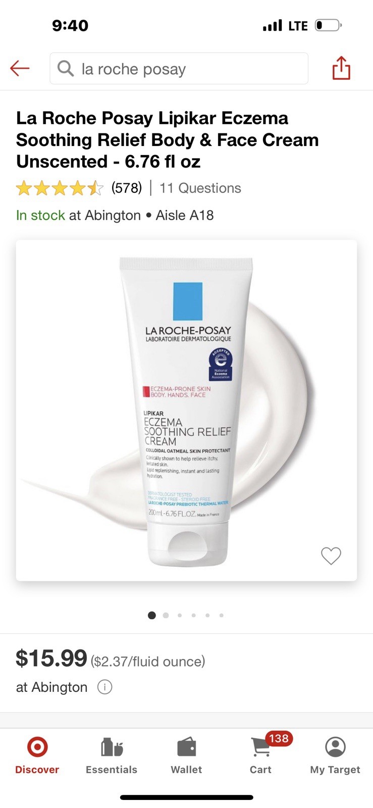 La Roche-Posay Lipikar AP+M Triple Repair Moisturizing Cream 6.76oz. Exp 1/28