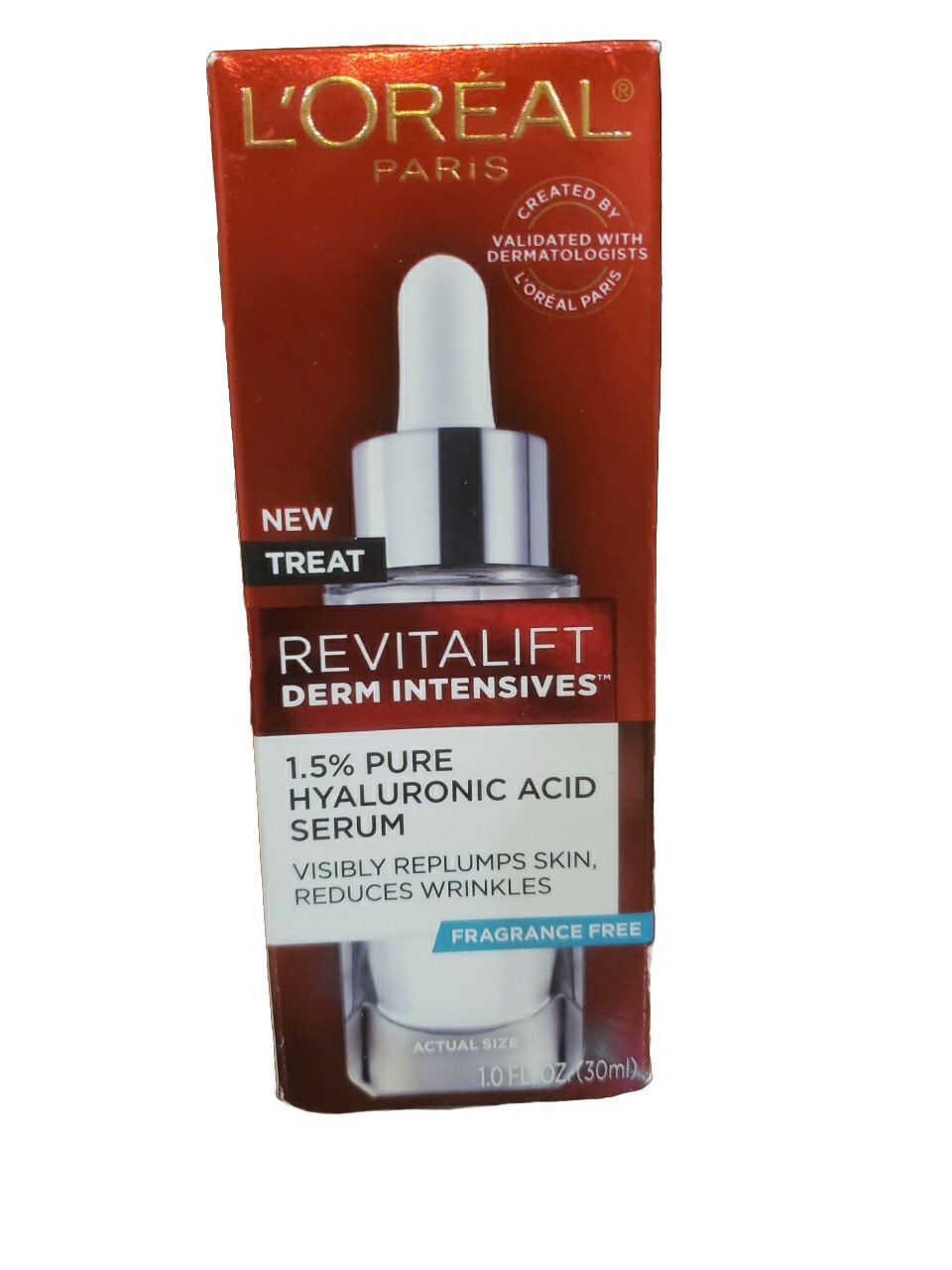 New L’oreal 1.5% Pure Hyaluronic Acid Serum Reduces Wrinkles Fragrance Free 1oz