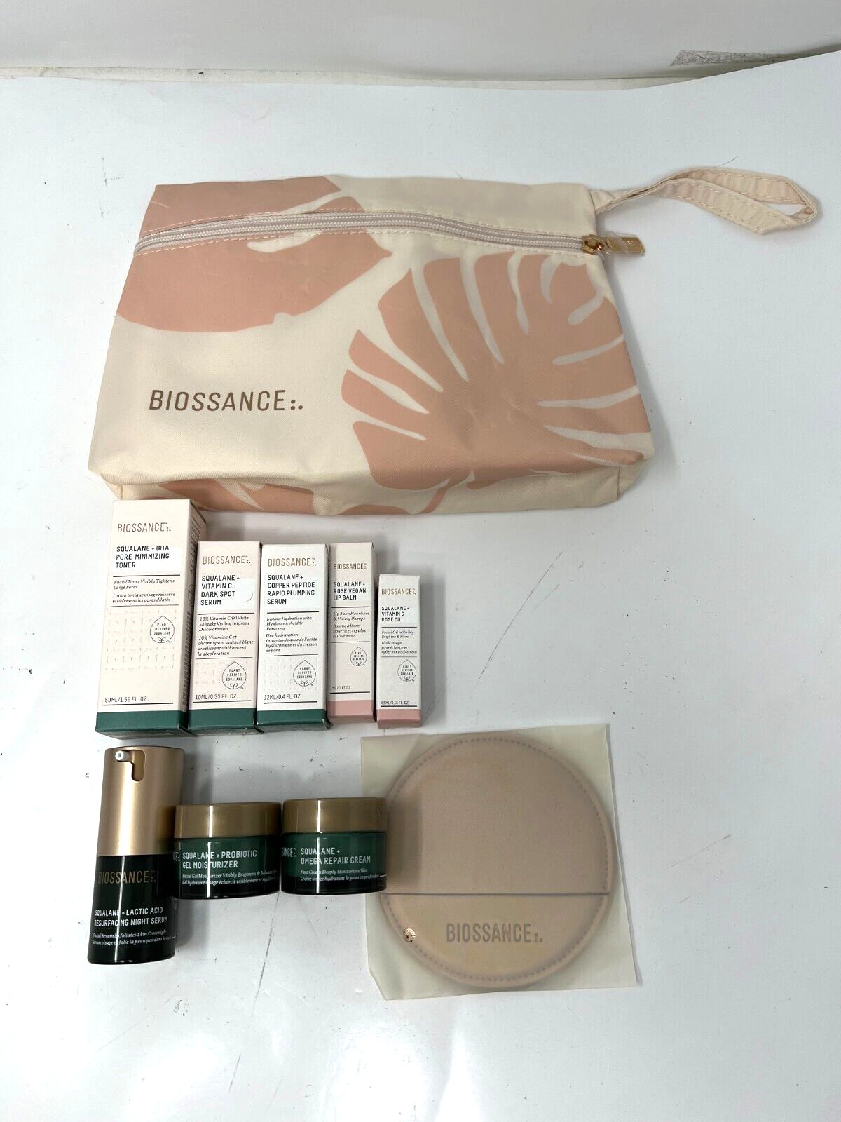 10 PACK – Biossance Set Blush Pink Make Up Bag Gift Set – New *READ DESCRIPTION*