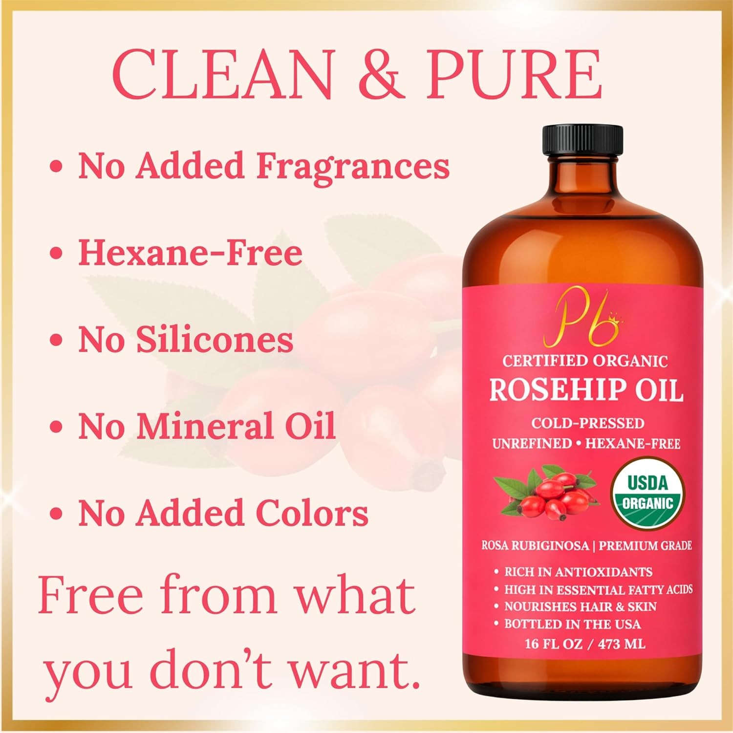 Organic Rosemary Mint Saw Palmetto Hair Oil for Growth, Reduce Hair Loss 4 fl oz